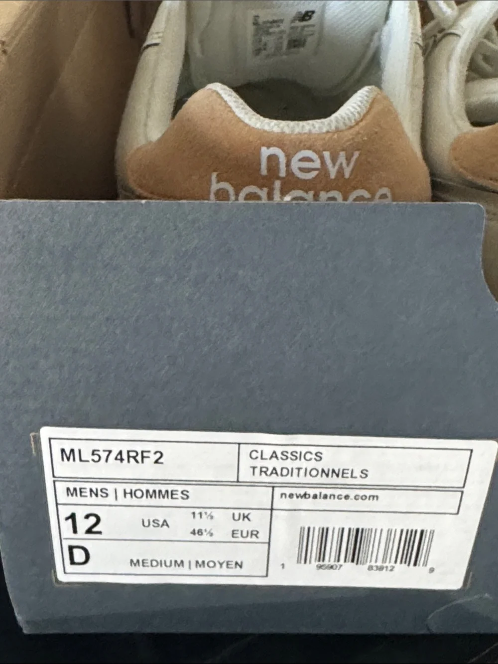 New Balance ML574RF2 Cream Sneakers with Light Blue SIZE 12